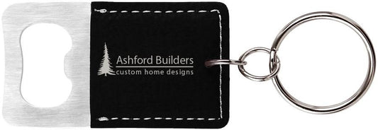 Rectangle Leatherette Bottle Opener Keychain
