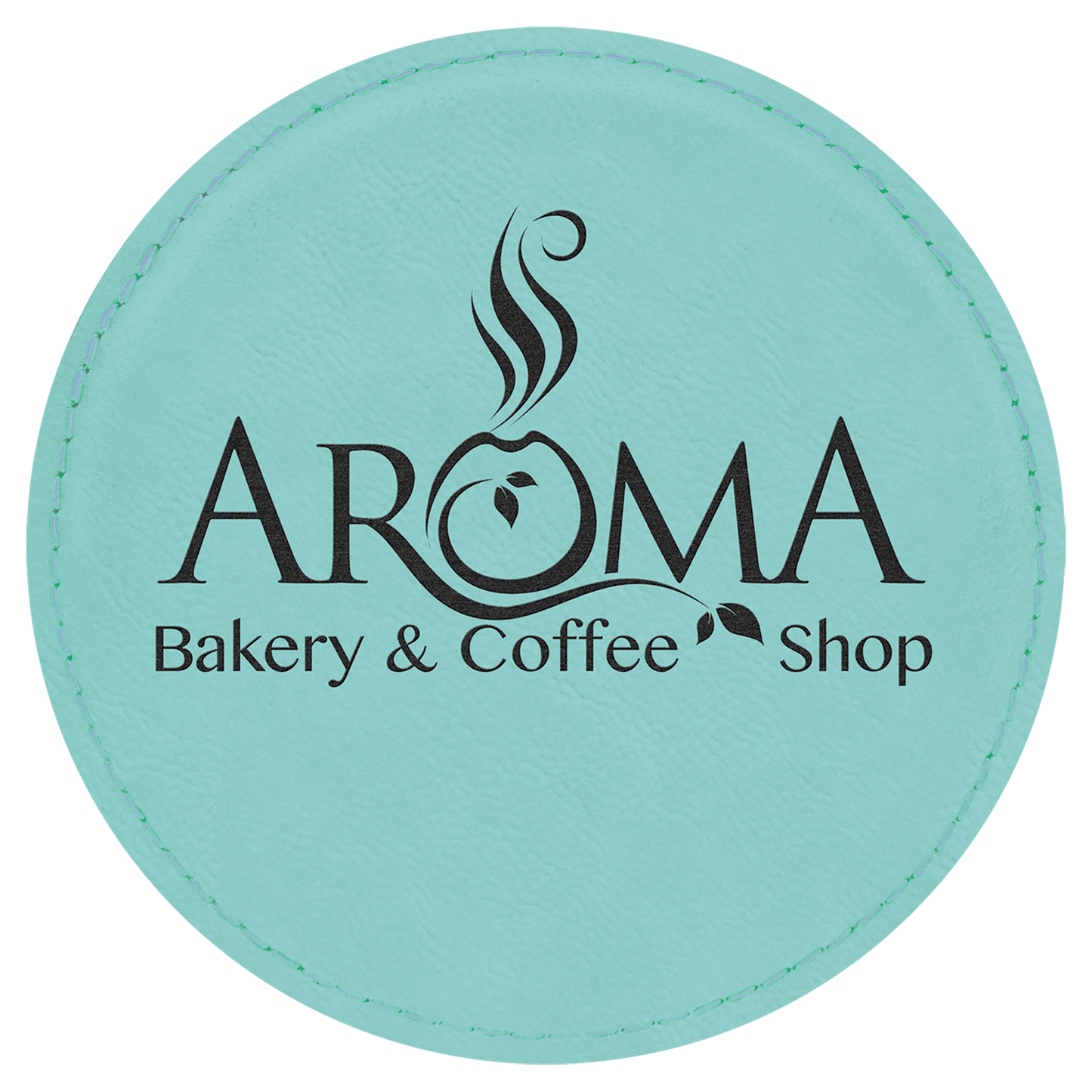 4" Round Teal Leatherette Coaster