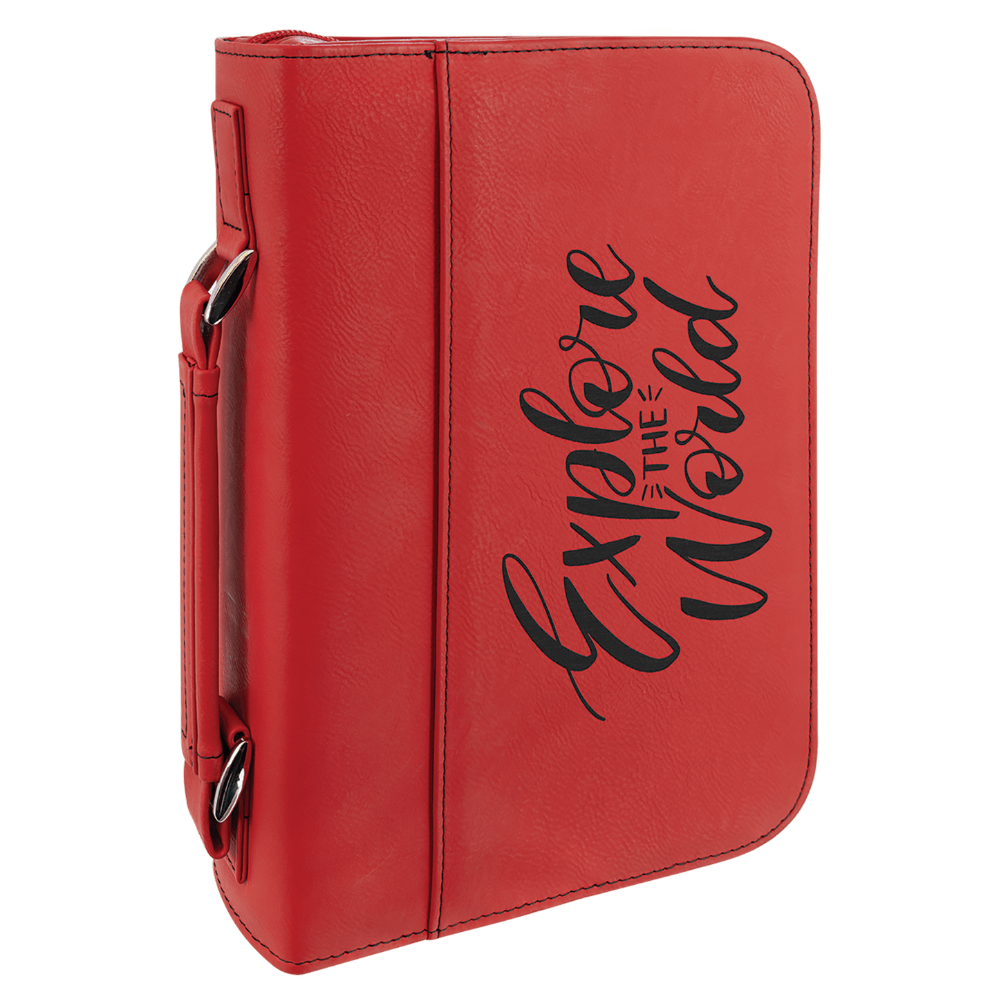 Red Leatherette Book/Bible Cover with Handle & Zipper 7.5" x 10.75"