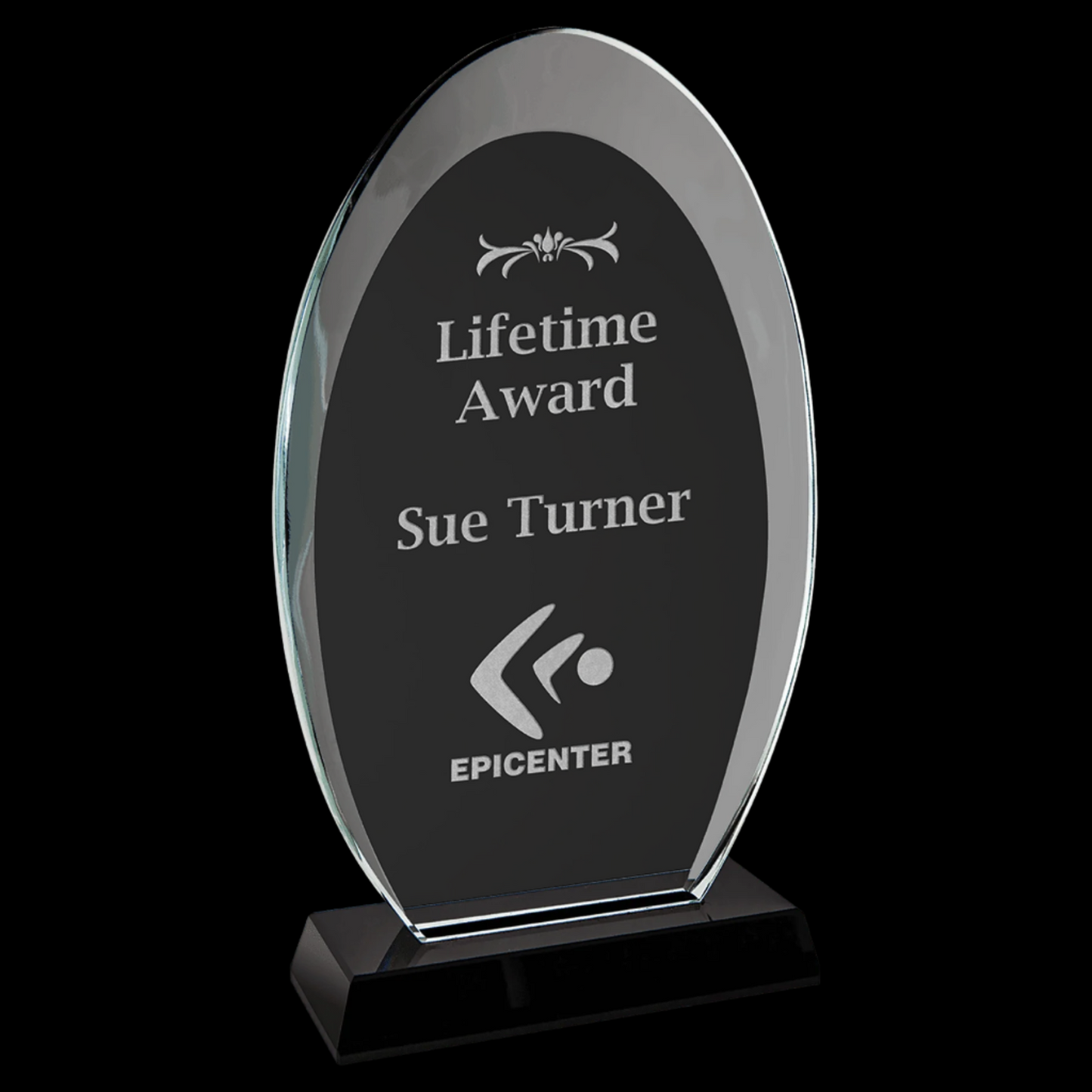 Oval Halo Glass with Black Base