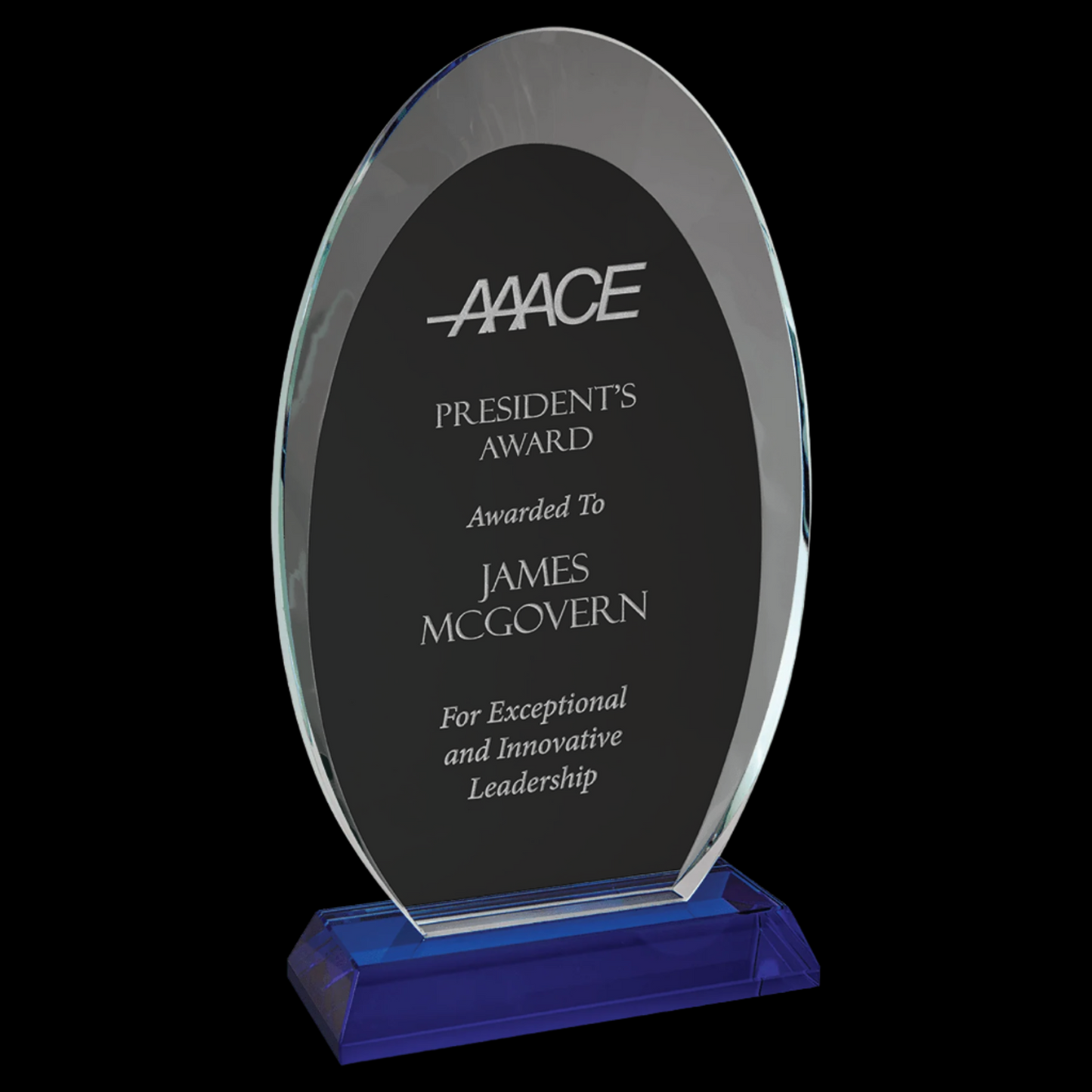 Oval Halo Glass with Blue Base