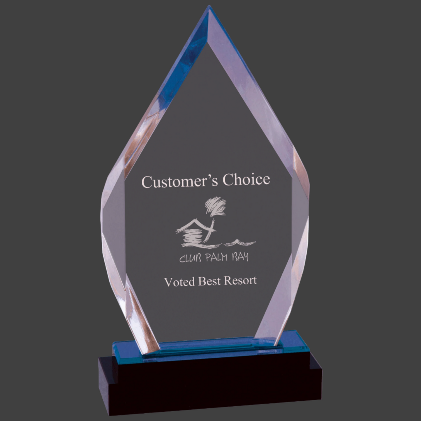 Blue Fusion Diamond Impress Acrylic with Black Glass Base