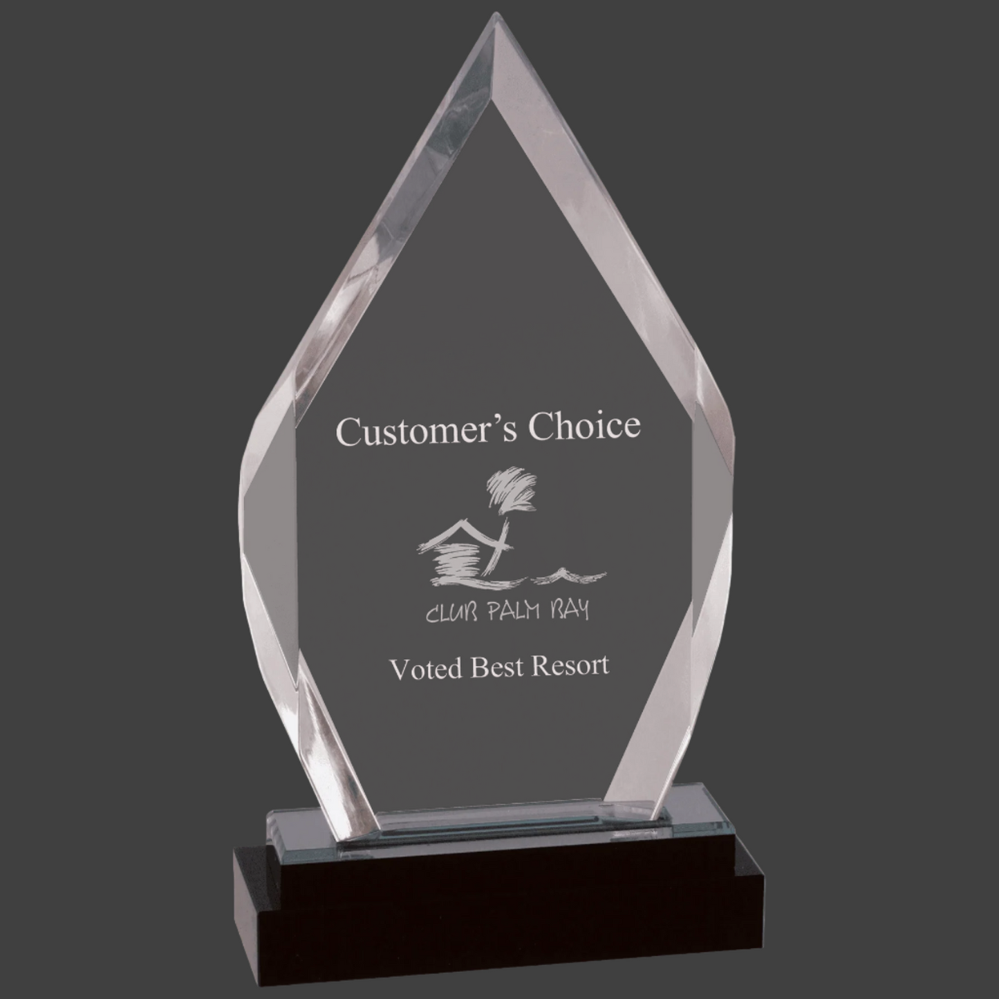 Silver Fusion Diamond Impress Acrylic with Black Glass Base