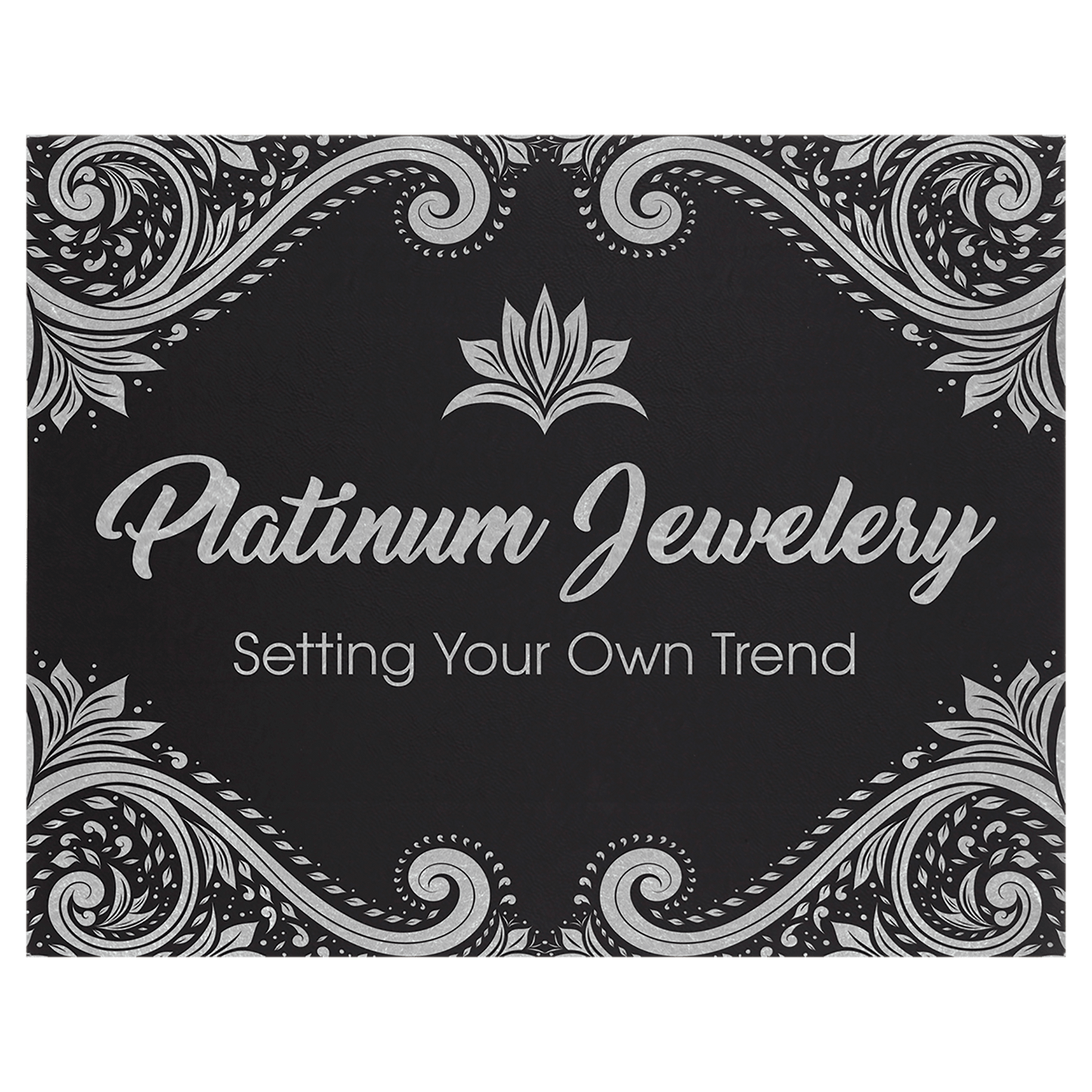 Black/Silver Leatherette Wall Decor with Sawtooth Hanger