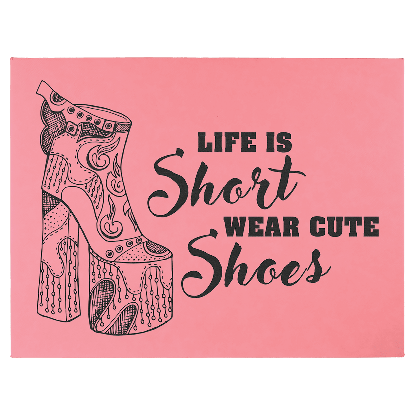 Pink Leatherette Wall Decor with Sawtooth Hanger