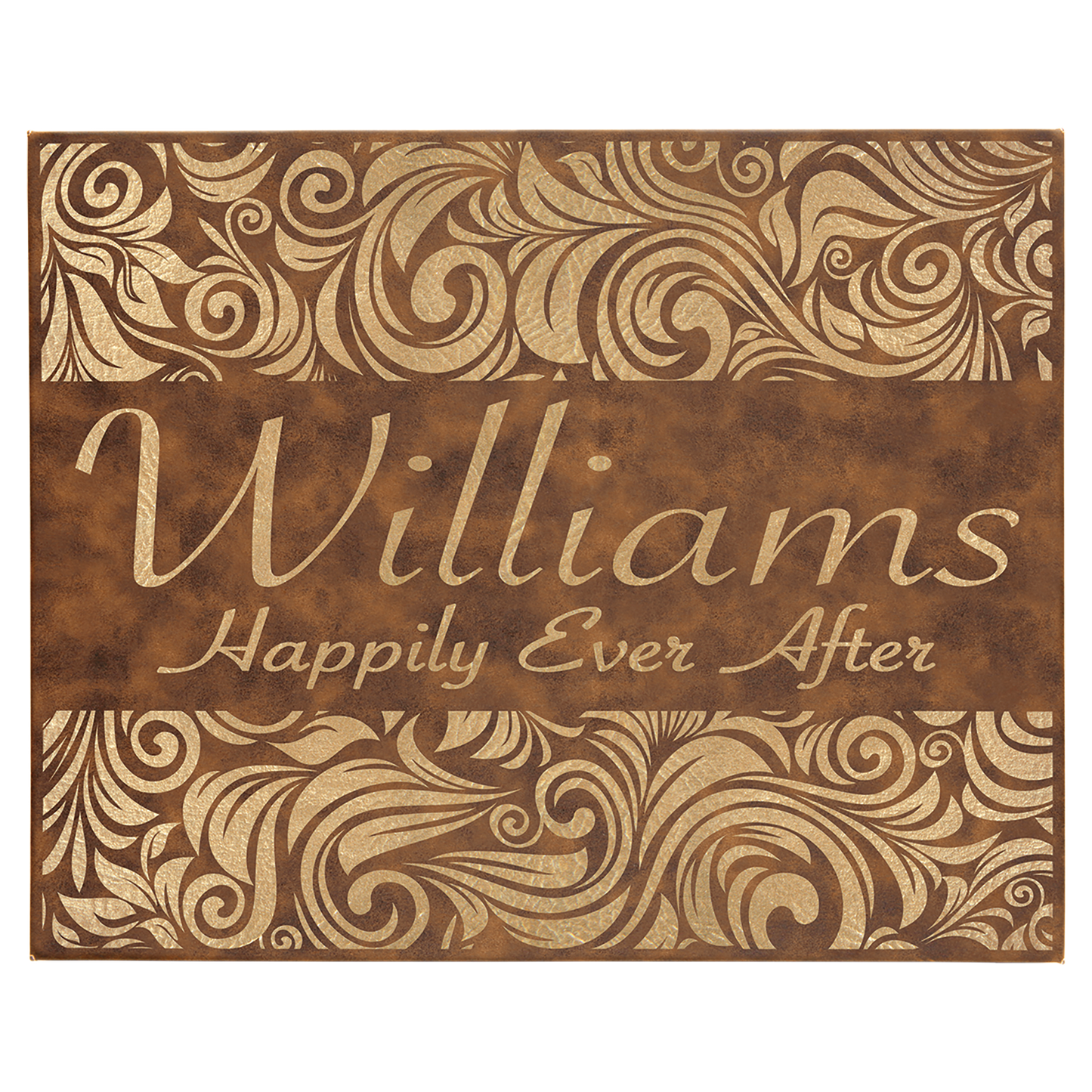 Rustic/Gold Leatherette Wall Decor with Sawtooth Hanger