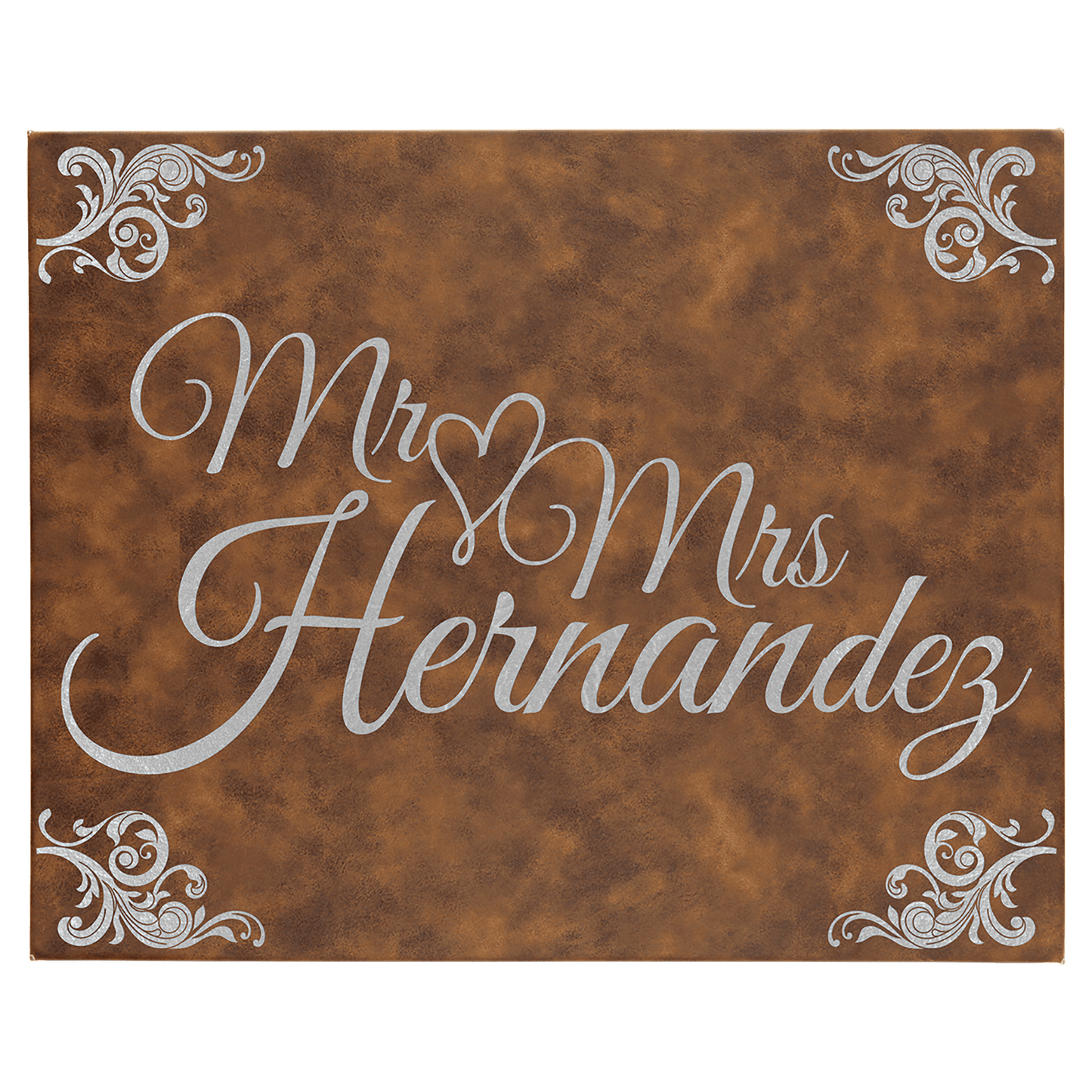 Rustic/Silver Leatherette Wall Decor with Sawtooth Hanger