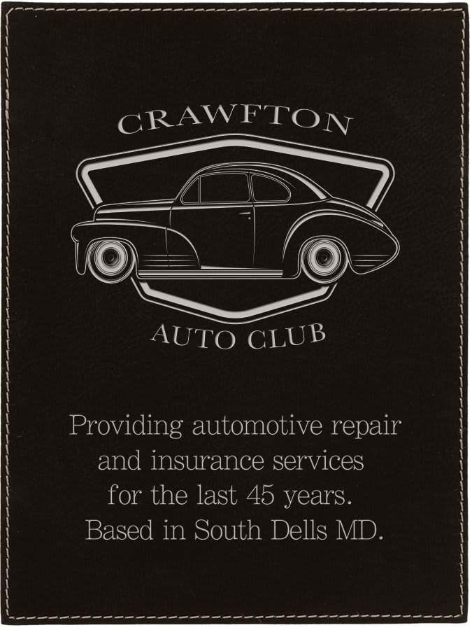 Black/Silver Leatherette Plaque Plate