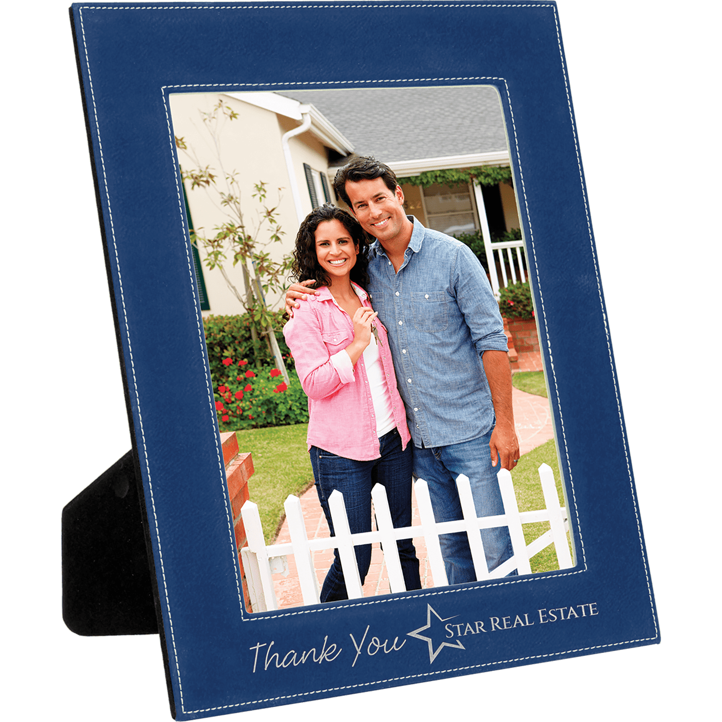 Blue/Silver Leatherette Photo Frame