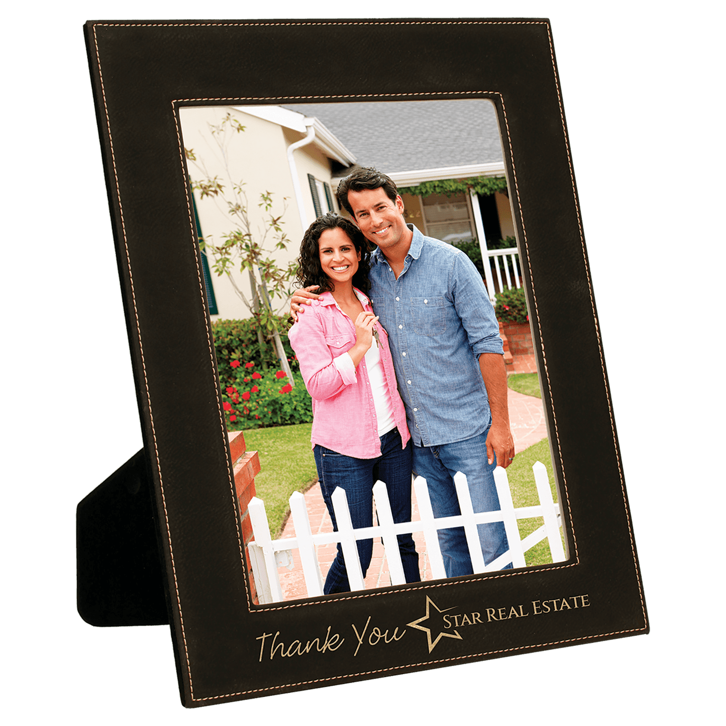 Black/Gold Leatherette Photo Frame