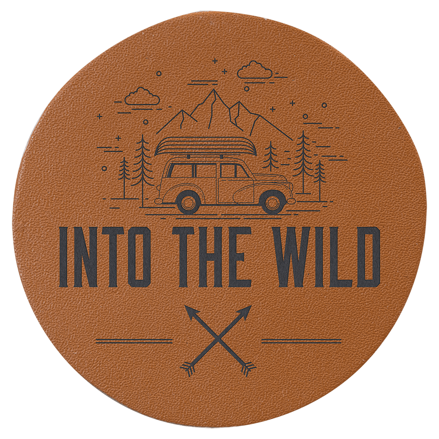 2.5" Round Caramel Genuine Leather Patch with Adhesive