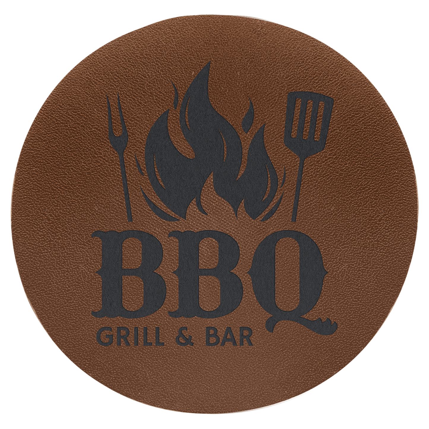 2.5" Round Brown Genuine Leather Patch with Adhesive