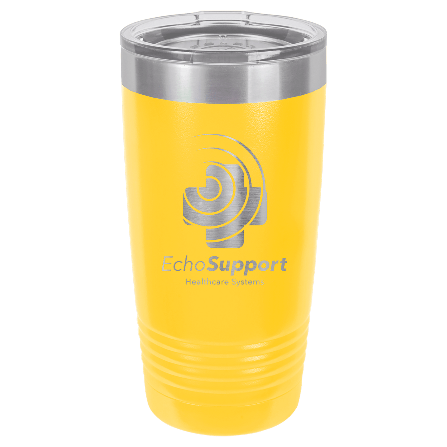 Polar Camel 20 oz. Vacuum Insulated Ringneck Tumbler with Silver Ring and Clear Lid