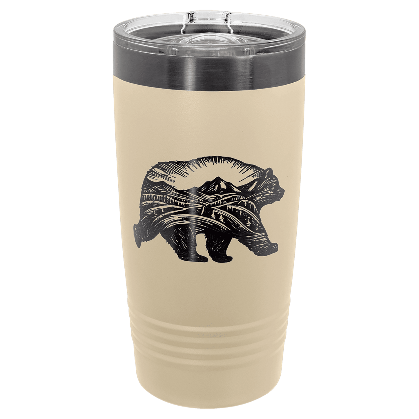 Polar Camel 20 oz. Warm Sand/Ghost Black Ion-Plated Ringneck Tumbler with Slider Lid