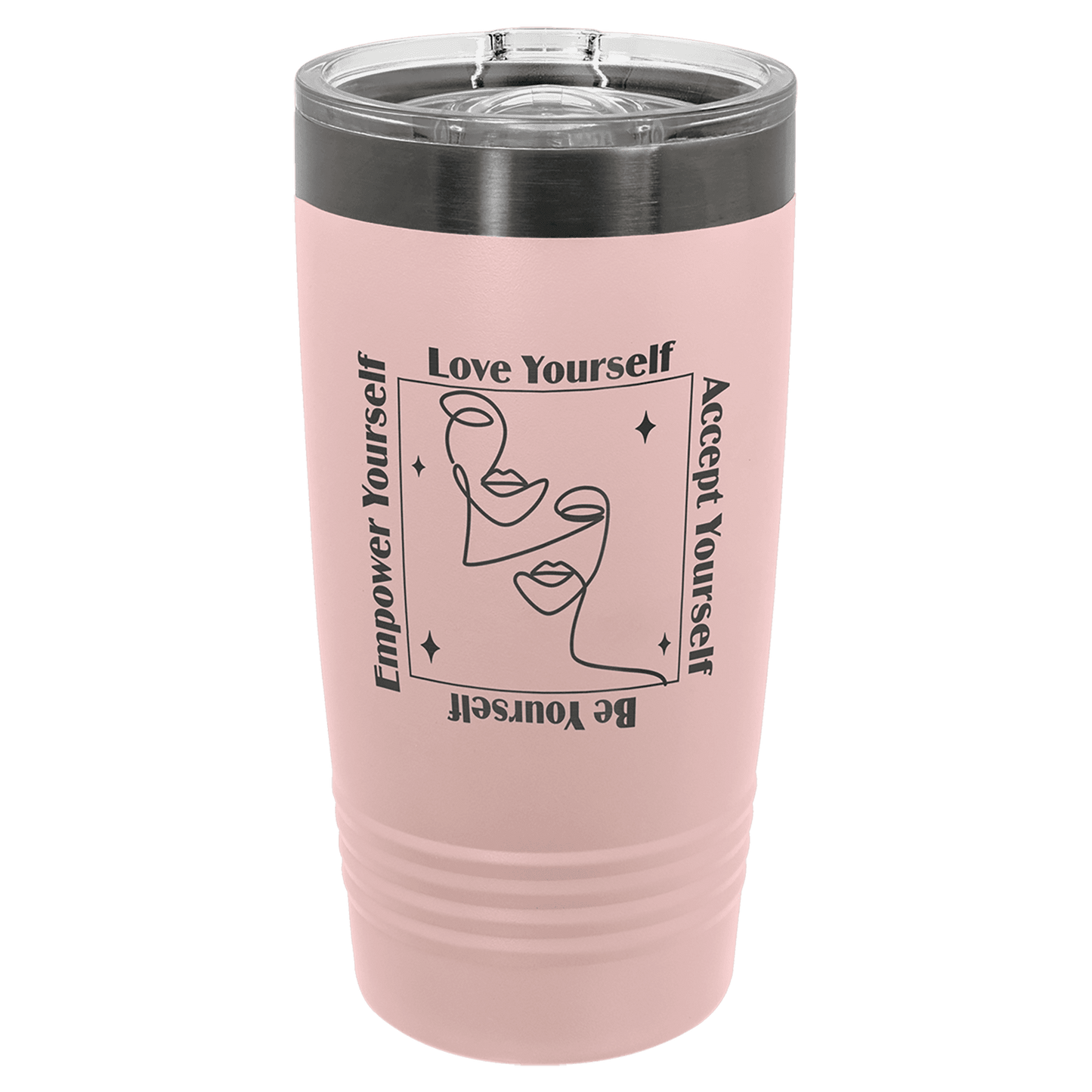 Polar Camel 20 oz. Blush/Ghost Black Ion-Plated Ringneck Tumbler with Slider Lid