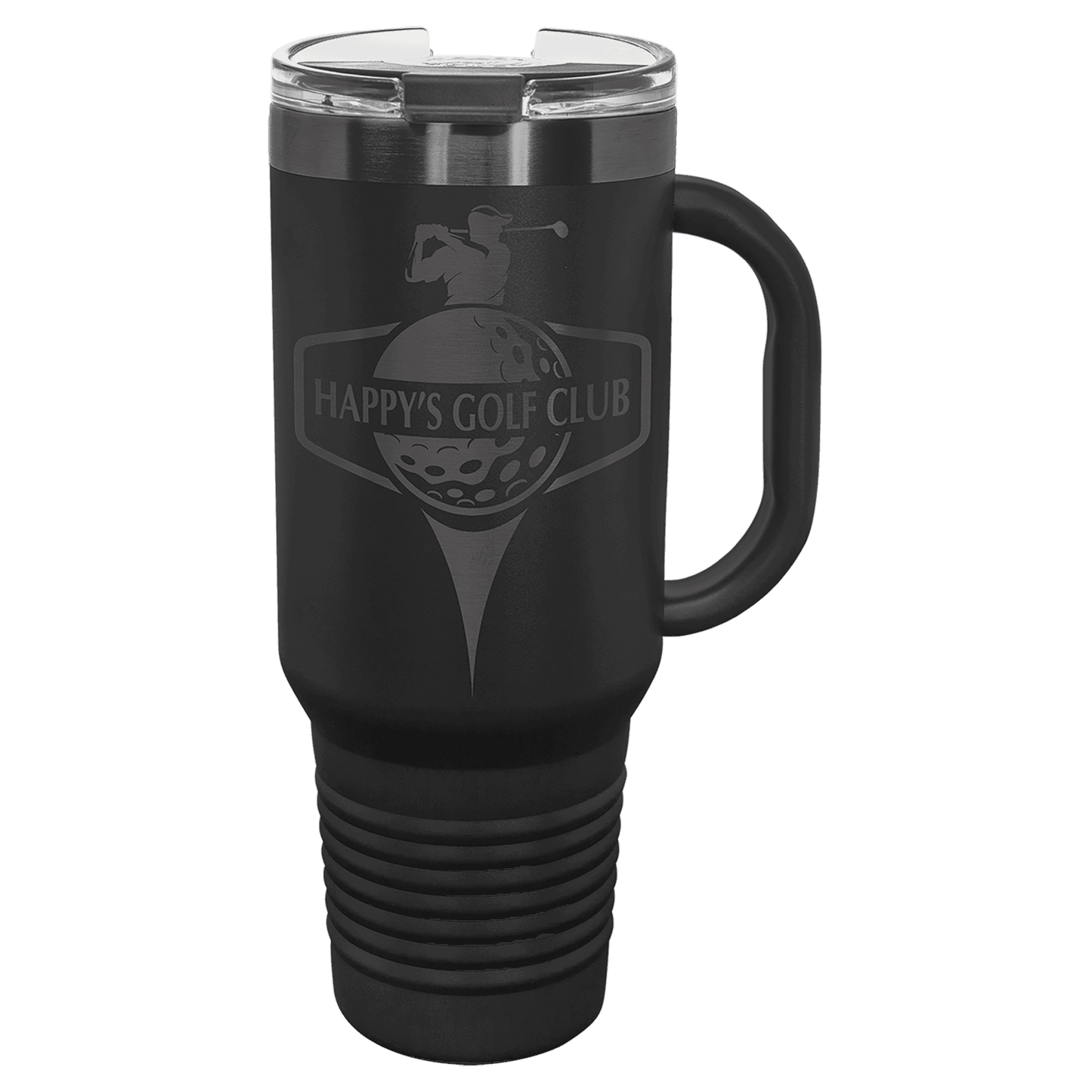 Polar Camel 40 oz. Black/Ghost Black Ion-Plated Travel Mug with Handle, Straw Included