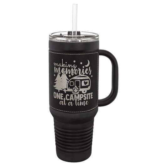 Polar Camel 40 oz. Leatherette Travel Mug with Handle, Straw Included