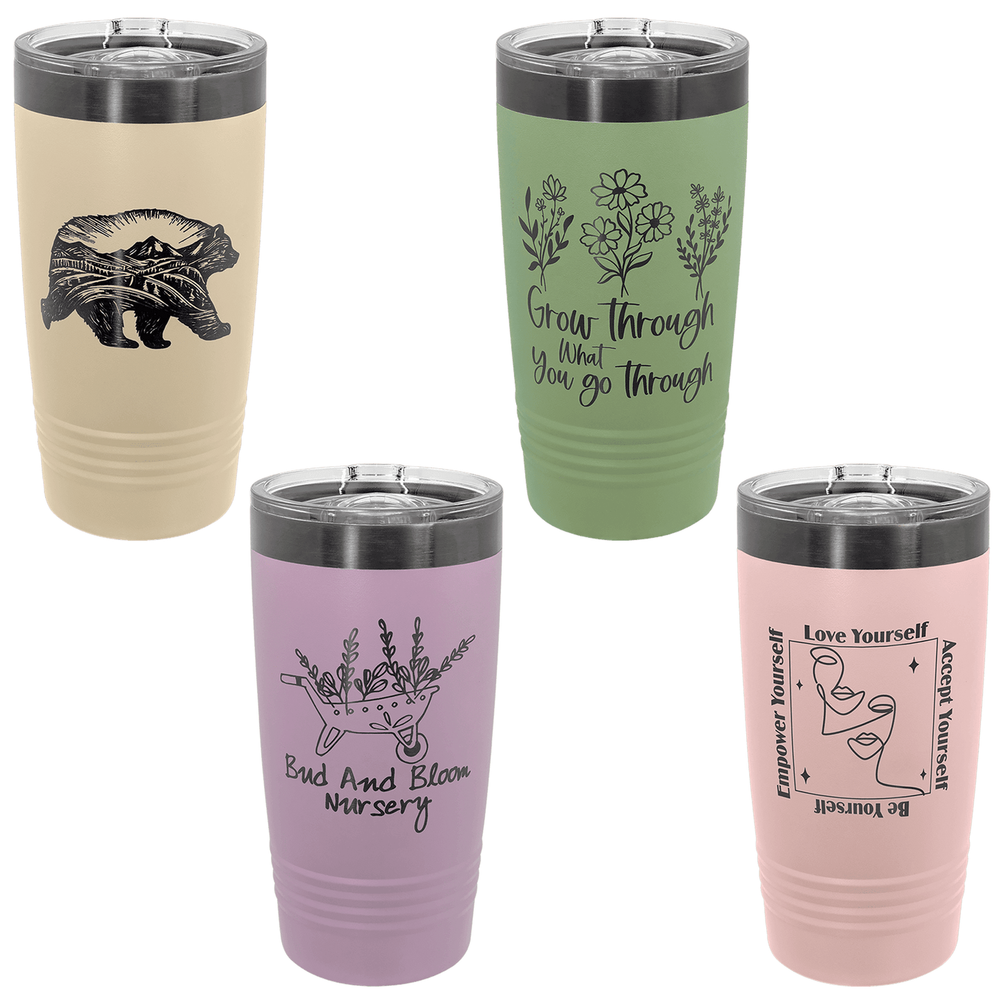 Polar Camel Pastel/Ghost Black Ion-Plated 20 oz. Ringneck Tumbler with Slider Lid Sample Set