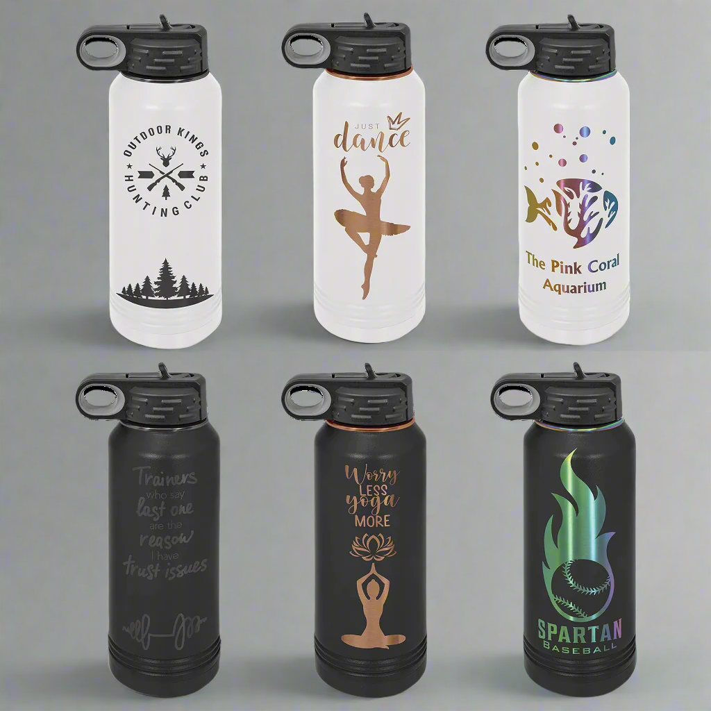 Polar Camel Water Bottle 32 oz. Sample Set Ion Plated (Black & White/Ghost Black, Rose Gold, Prism)