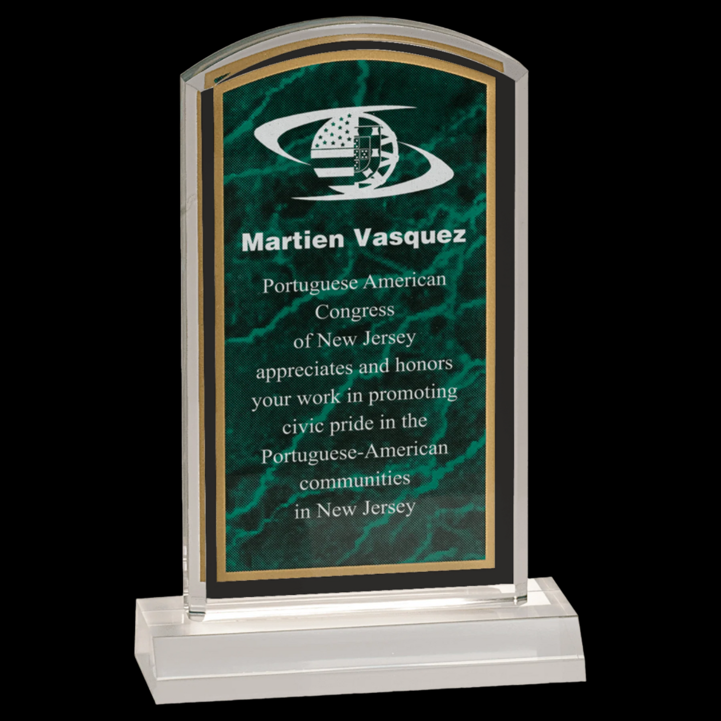 Green Marbleized Acrylic with 5" Base