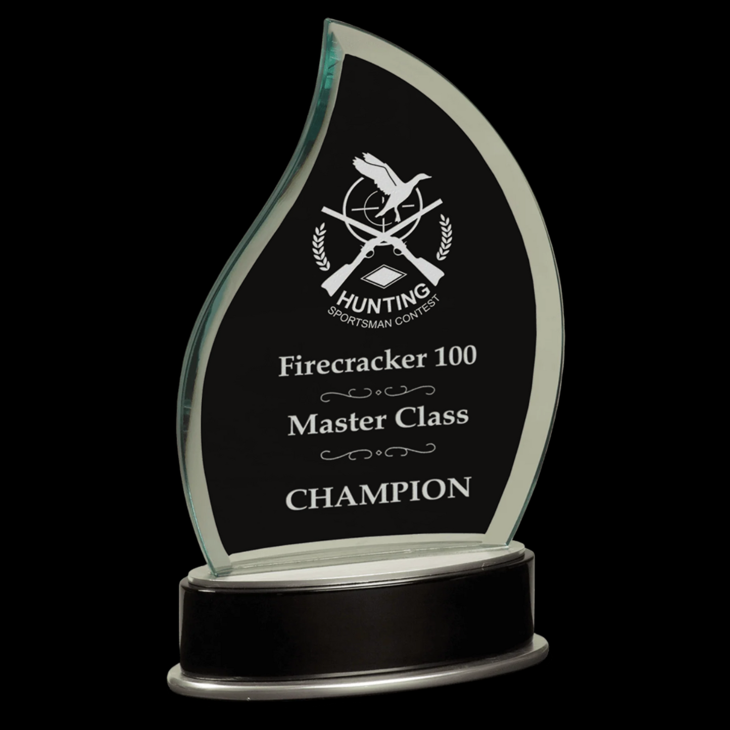 Jade Flame Metro Glass with Silver and Black Piano Finish Base