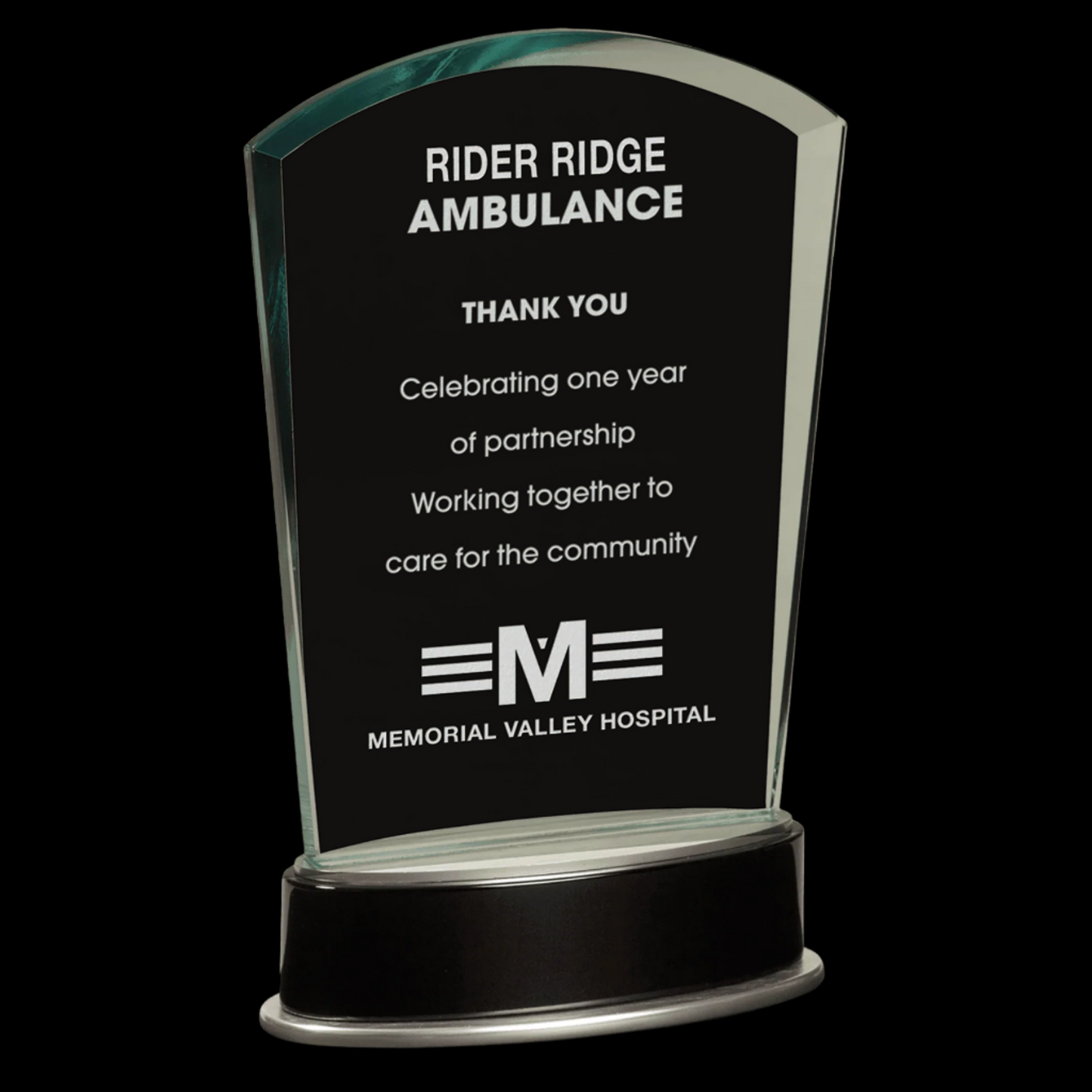 Jade Fan Metro Glass with Silver and Black Piano Finish Base