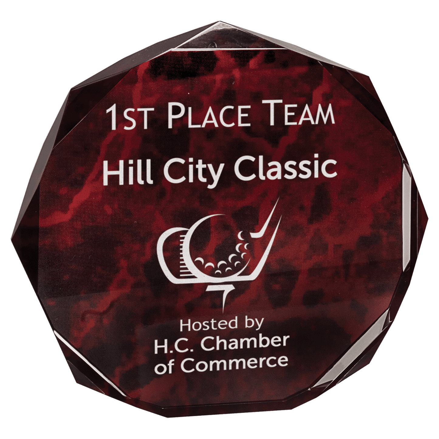 Red Marble Octagon Acrylic Award