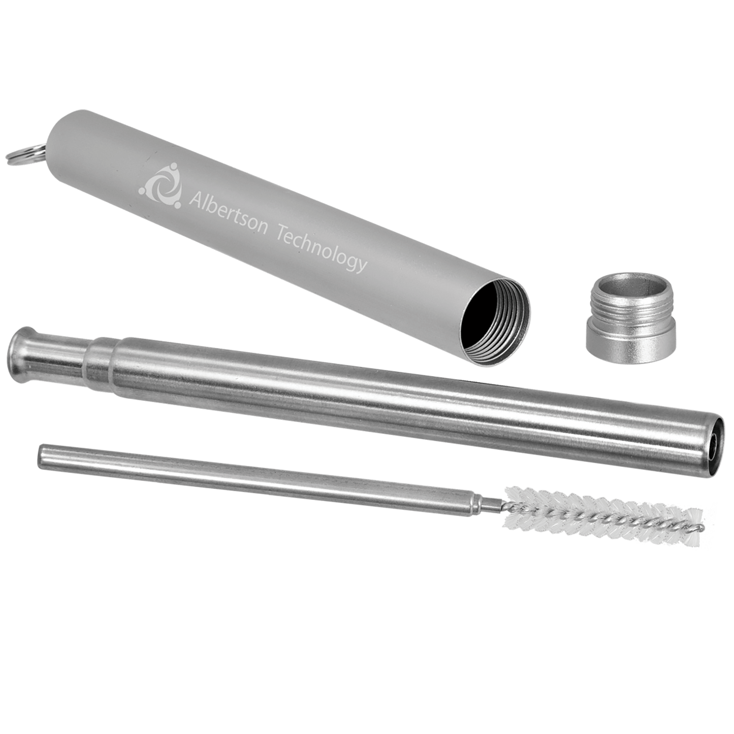 9.25" Collapsible Metal Straw with Case and Cleaning Brush