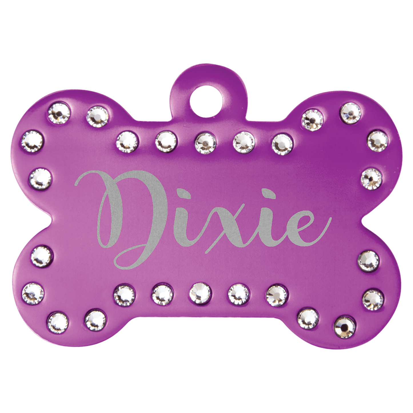 Anodized Aluminum Swarovski Bling Bone Pet Tag 1.5" x 1"