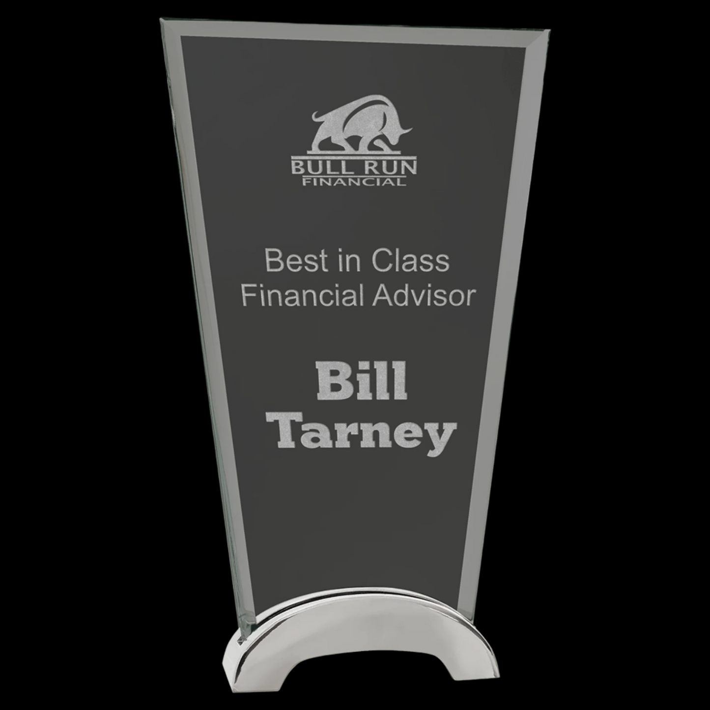 Fan Platinum Glass with Arch Metal Base