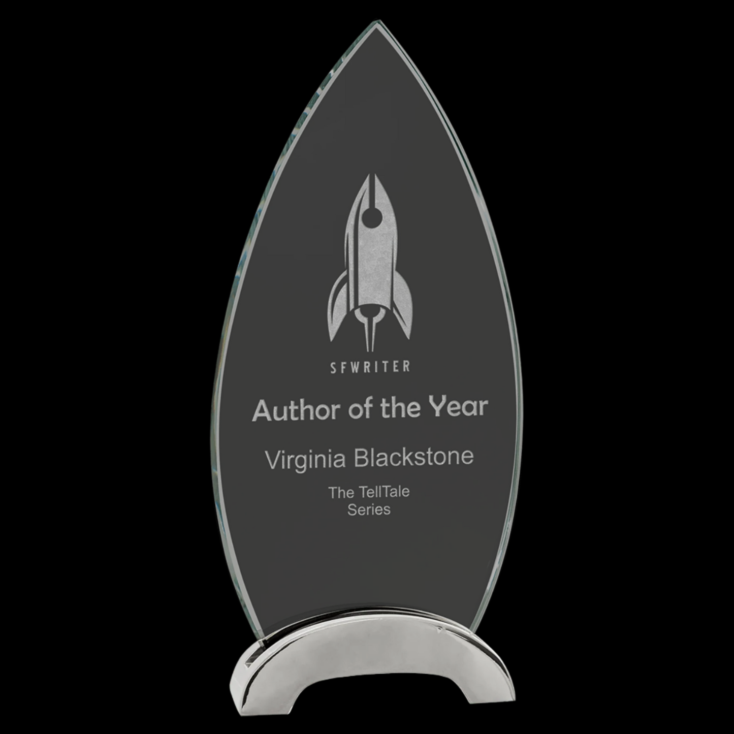 Oval Platinum Glass with Arch Metal Base