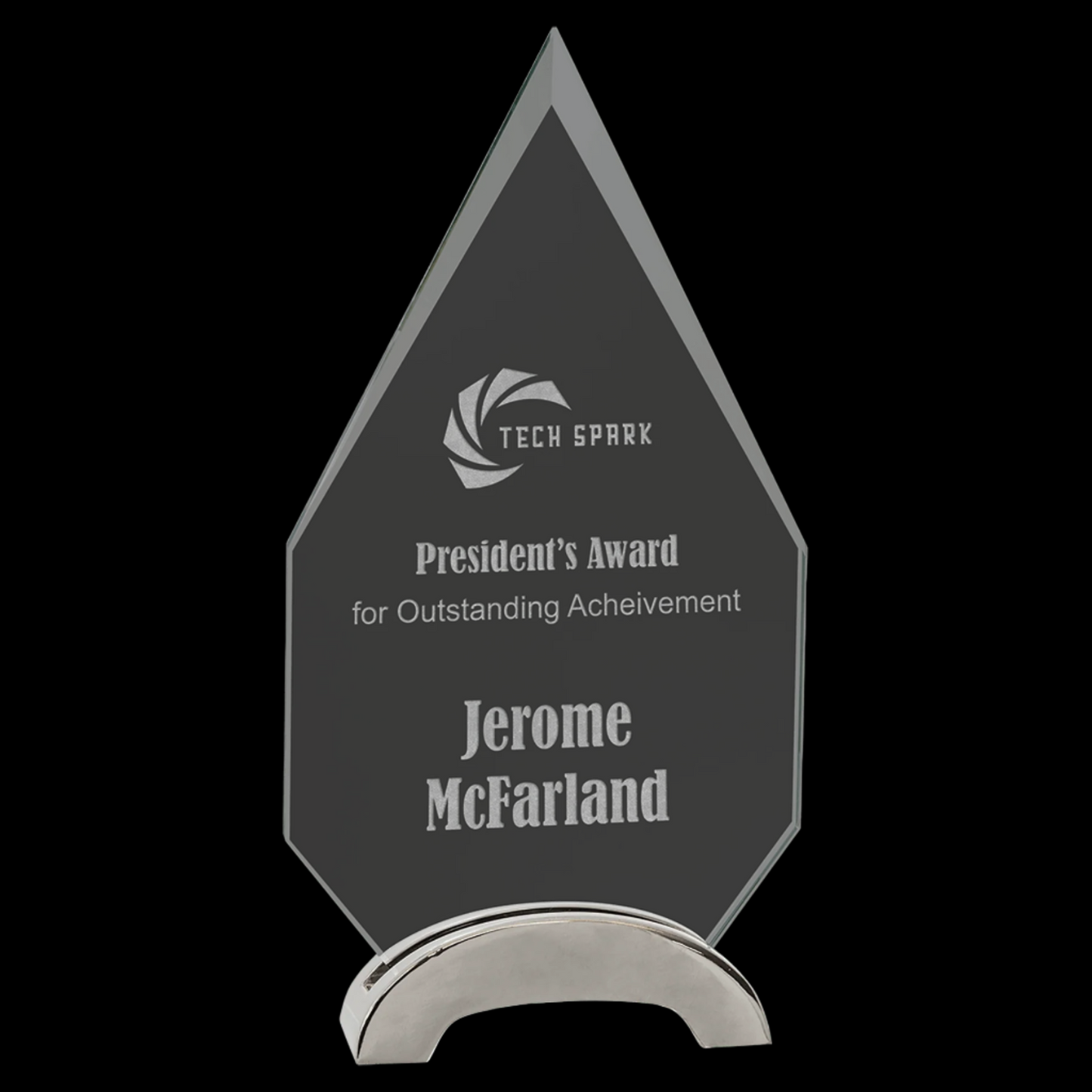 Diamond Platinum Glass with Arch Metal Base