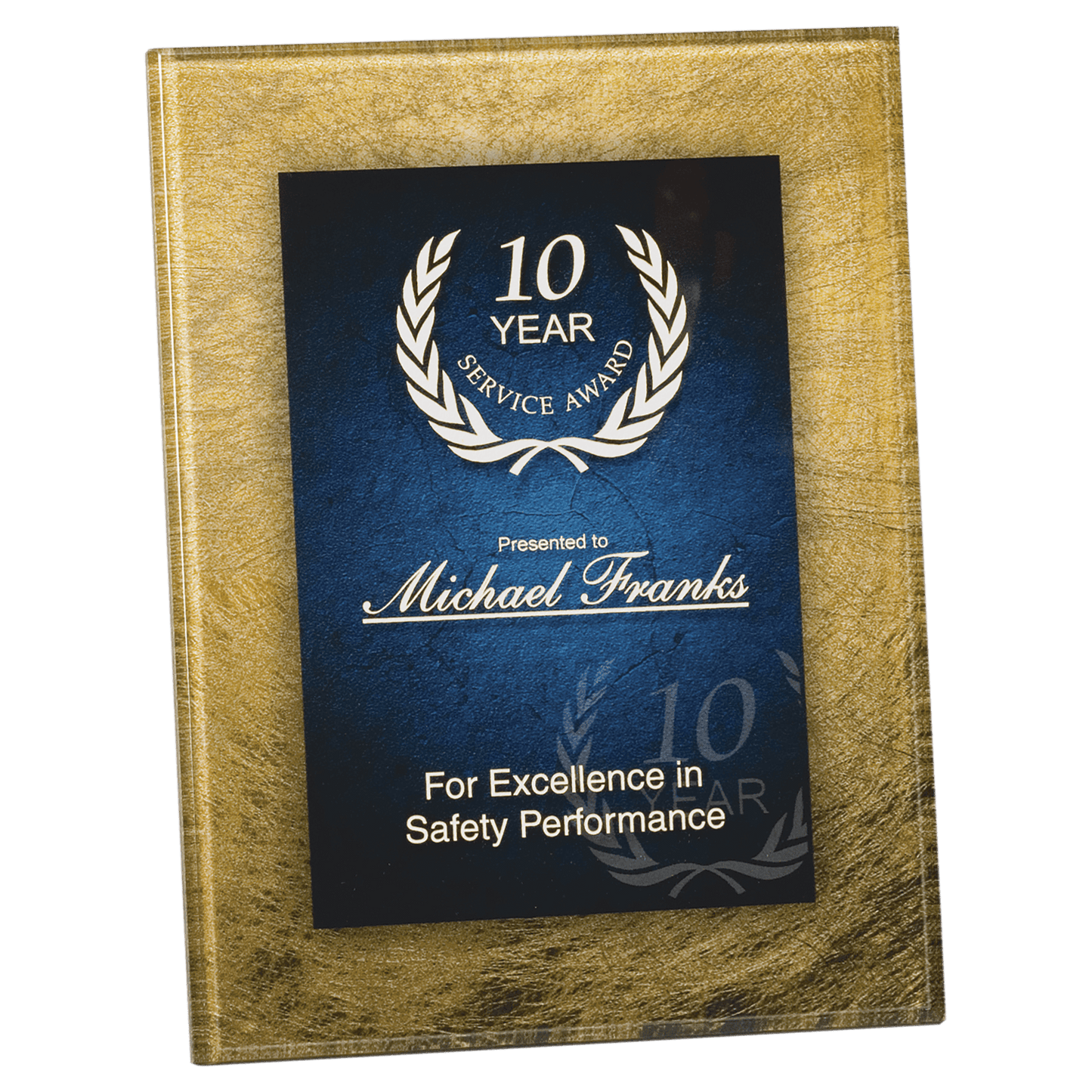 Gold/Blue Acrylic Art Plaque with Easel/Hanger