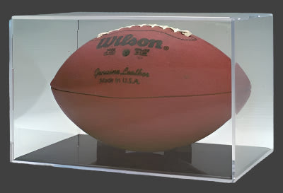 Clear Football BallQube Display Case with Grandstand Holder