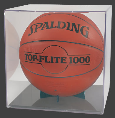 Clear Basketball/Soccer BallQube Display Case with Grandstand Holder