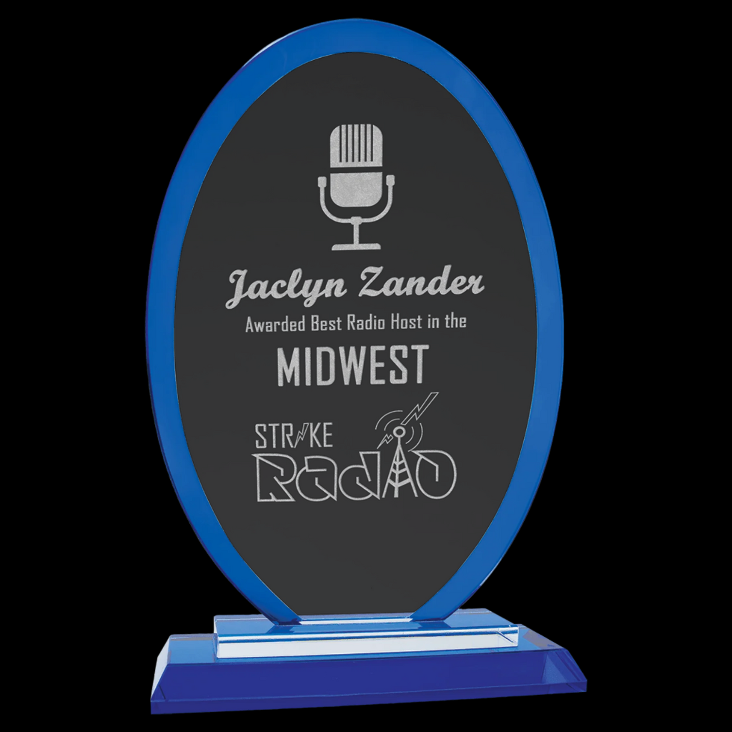 Oval Blue Regal Glass