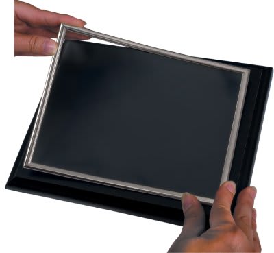 Silver Self-Adhesive Slide-In Frame for Mounting to Plaque
