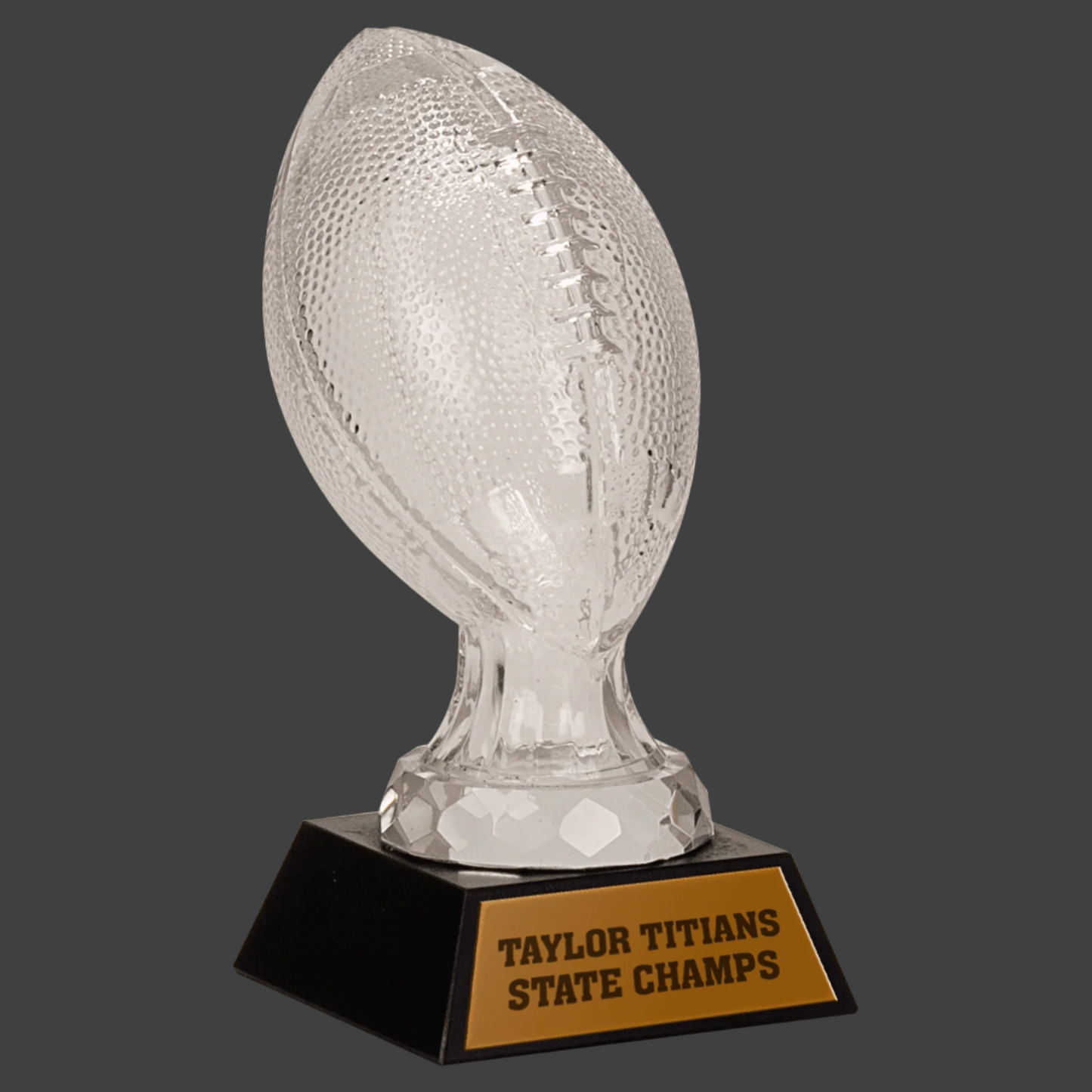 Glass Football with Black Marble Base