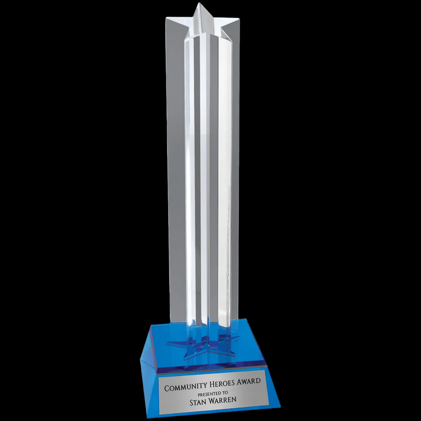 Blue Star Column Acrylic with Blue Base