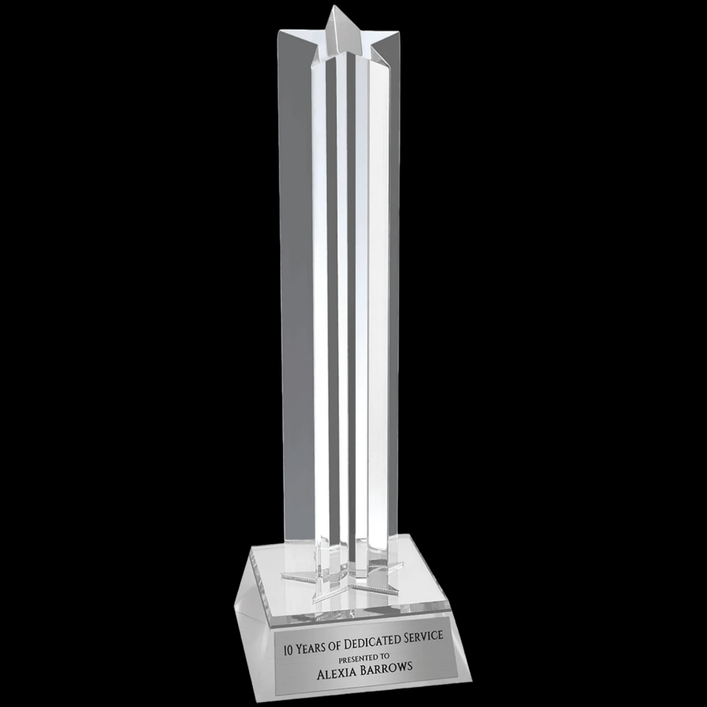 Silver Star Column Acrylic with Silver Base