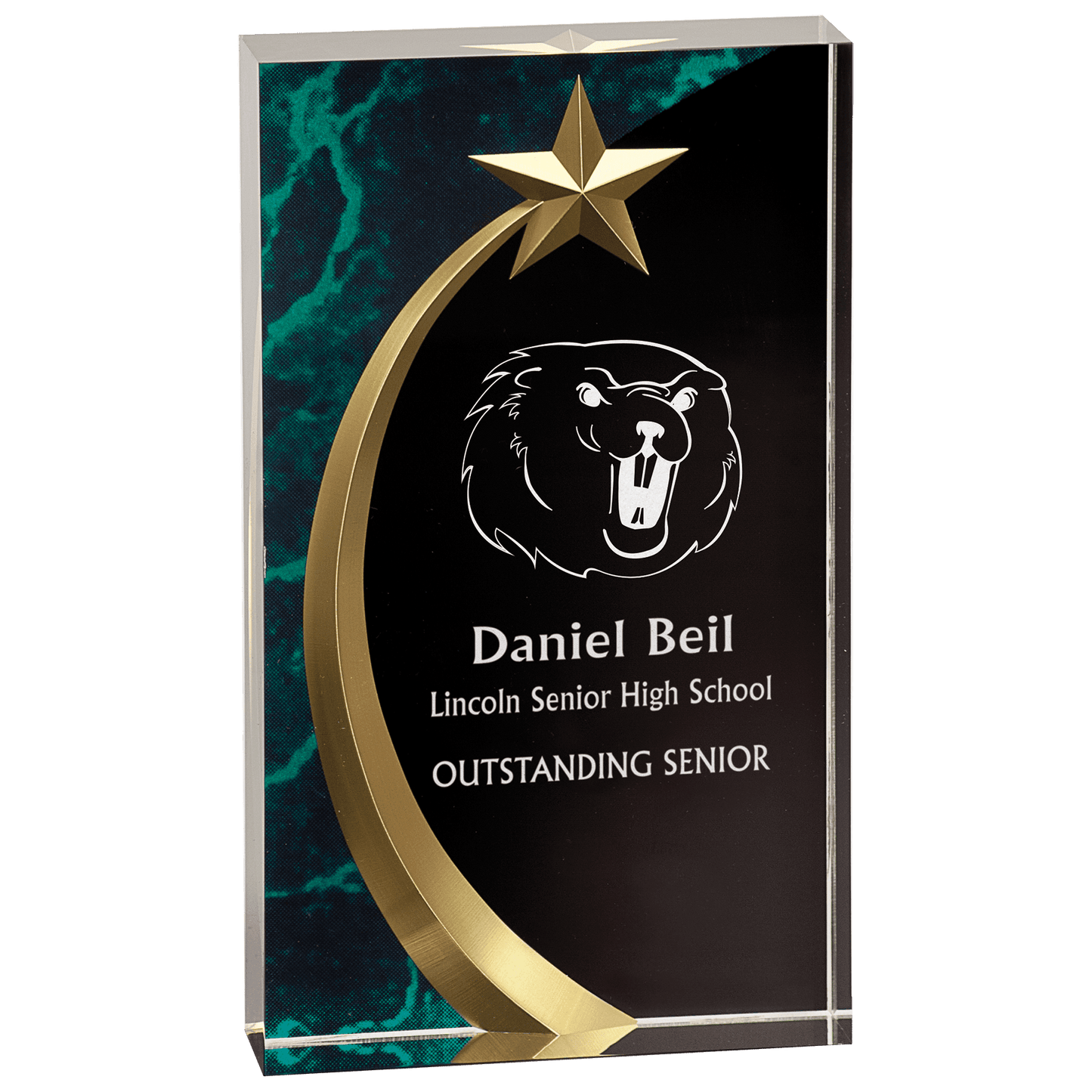 Green Marble Square Shooting Star Acrylic