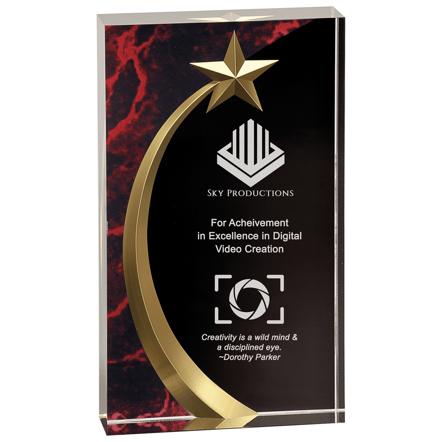 Red Marble Square Shooting Star Acrylic