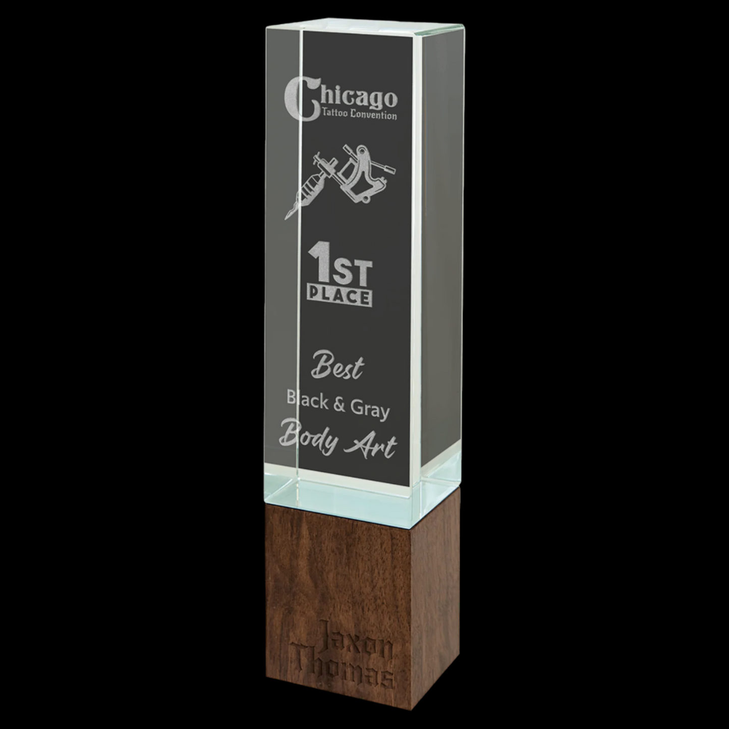 Rectangle Sierra Glass with Walnut Base