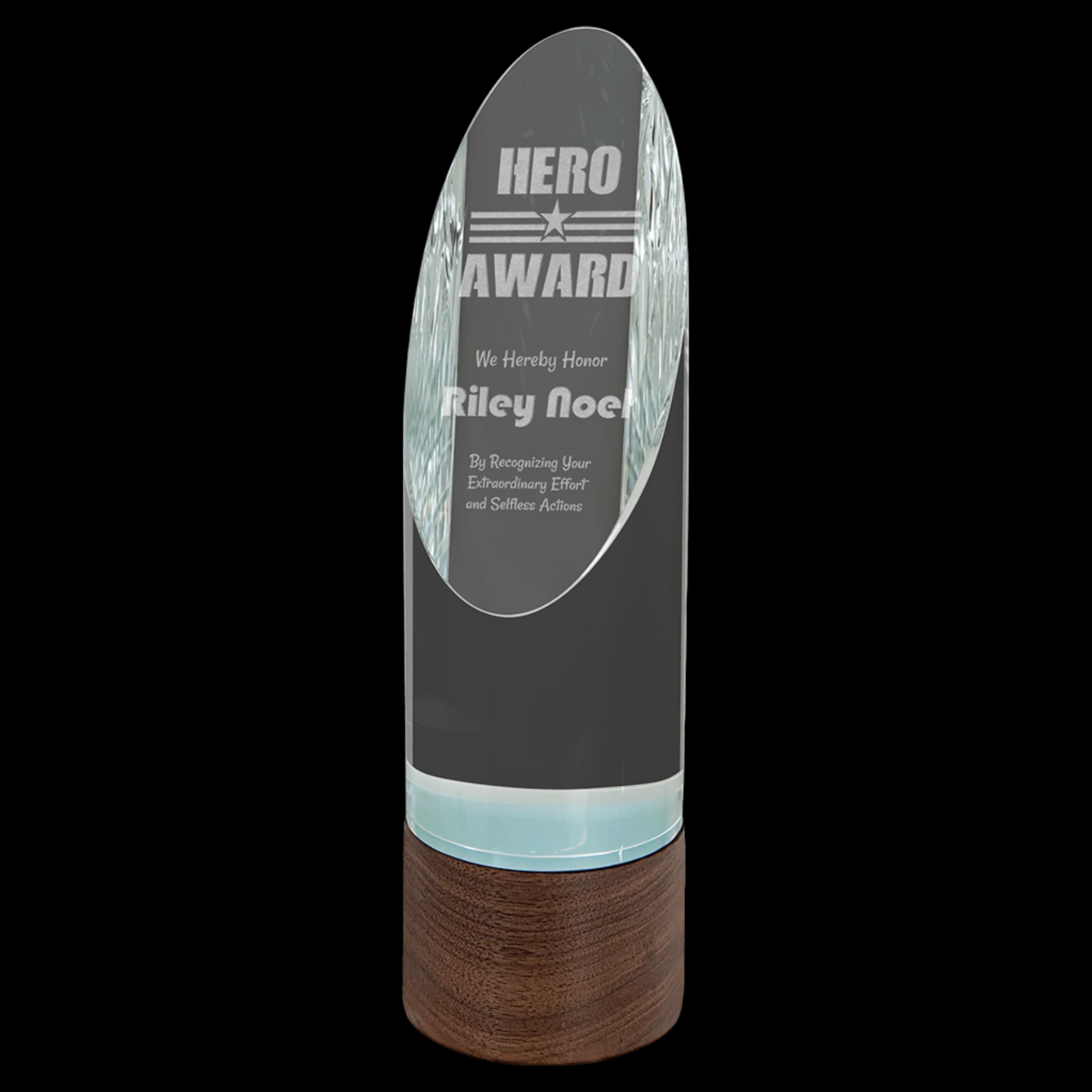 Cylinder Sierra Glass with Walnut Base