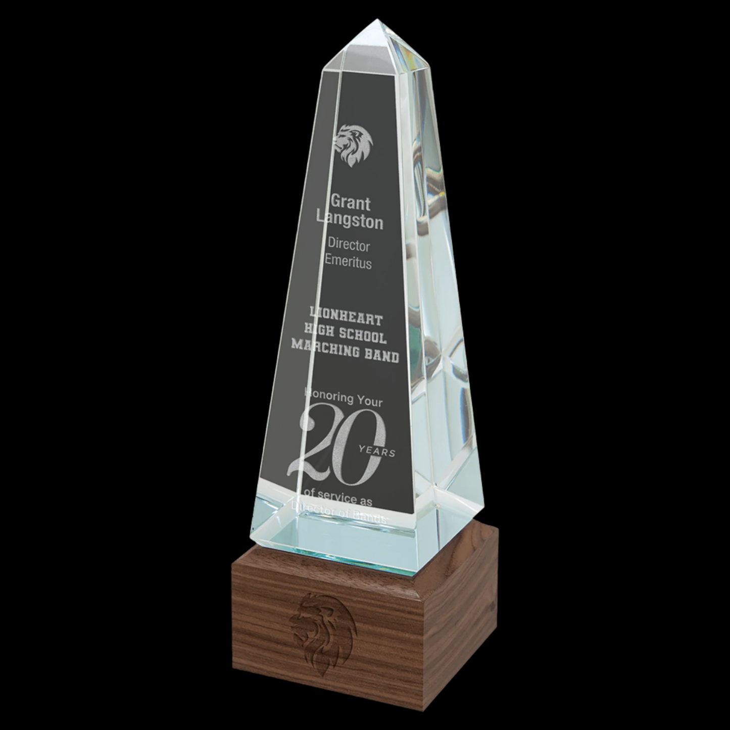 Obelisk Sierra Glass with Walnut Base