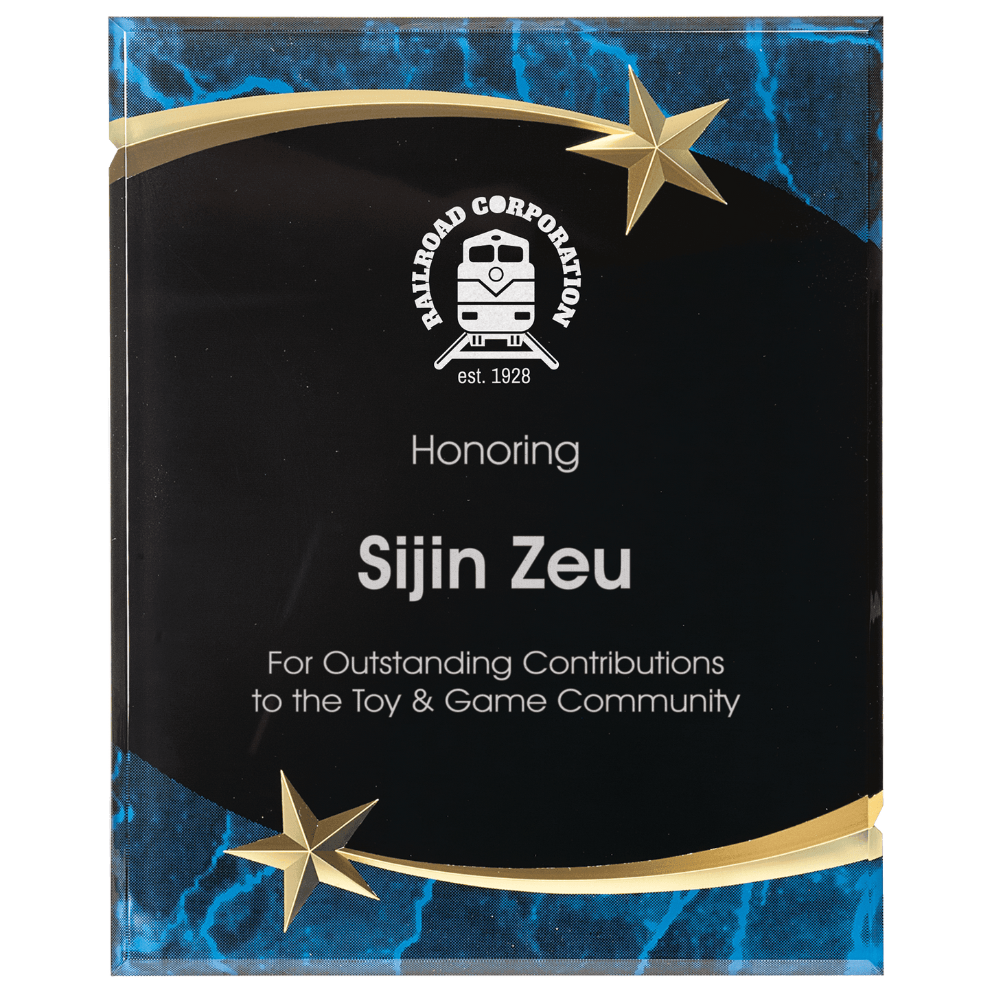 Blue Marble Shooting Star Acrylic Plaque