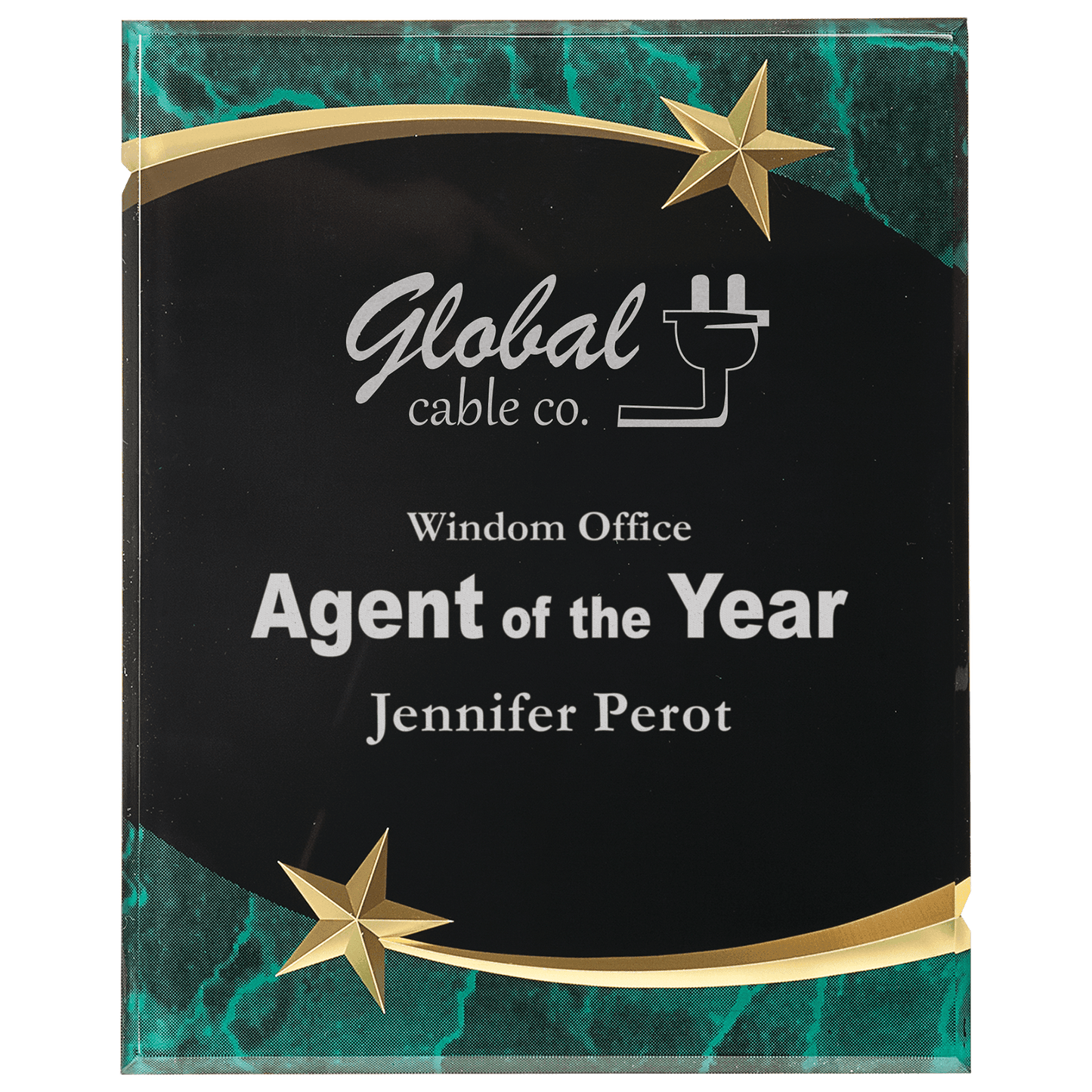 Green Marble Shooting Star Acrylic Plaque