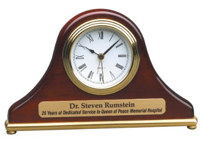 7.5" x 4.5" Rosewood Piano Finish Mantel Desk Clock
