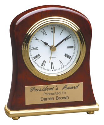 4.5" x 5" Rosewood Piano Finish Bell Shaped Desk Clock