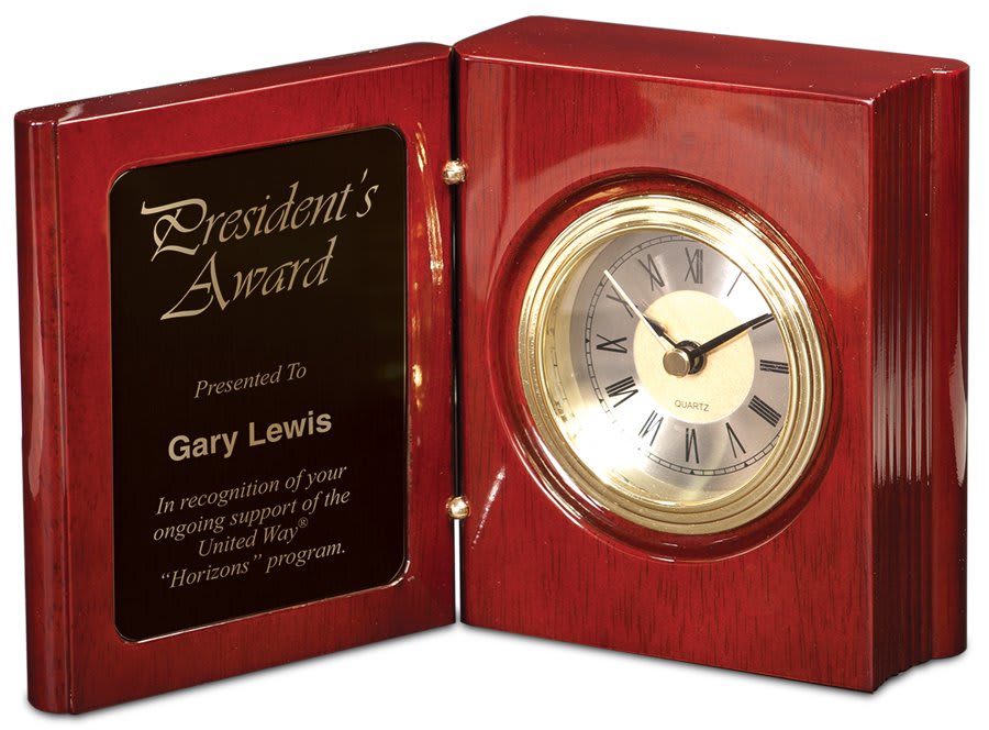 5.375" Rosewood Piano Finish Book Clock